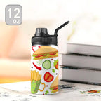 Snack Time Kids Water Bottle with Chug Lid (12 oz) Kids Water Bottle with Chug Lid Food Printed Offshore