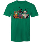 Halloween Raccoons - Mens T-Shirt Kelly Green Mens T-shirt Halloween Printed In Australia