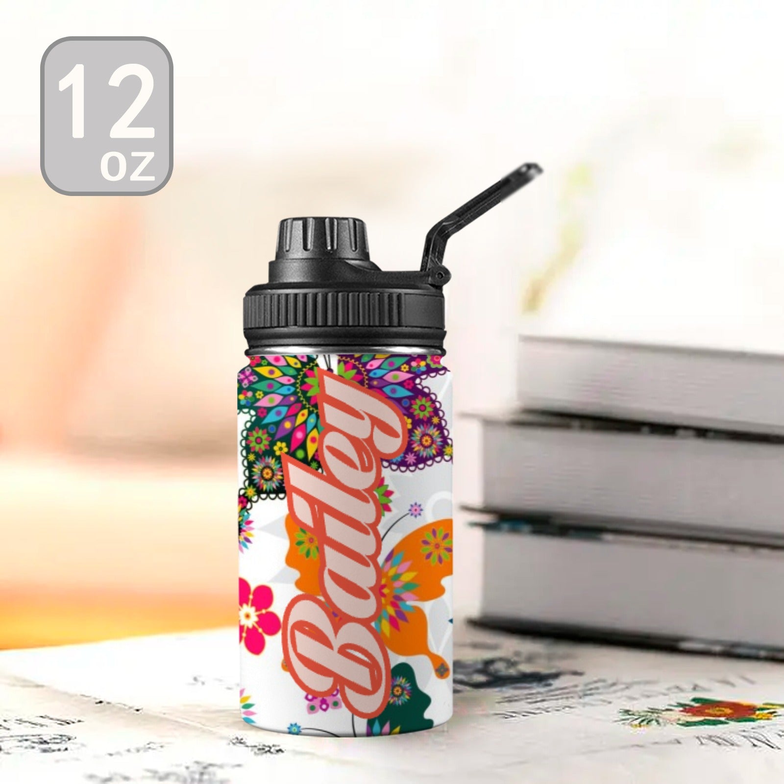 Personalised - Butterflies - Kids Stainless Steel Water Bottle