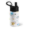 Stars In Blue And Gold 12oz Kids Water Bottle with Straw Lid