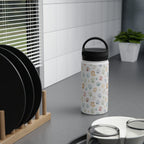 Paw Print Stainless Steel Water Bottle, Handle Lid Stainless Steel Water Bottle With Handle Lid animal Globally Fulfilled