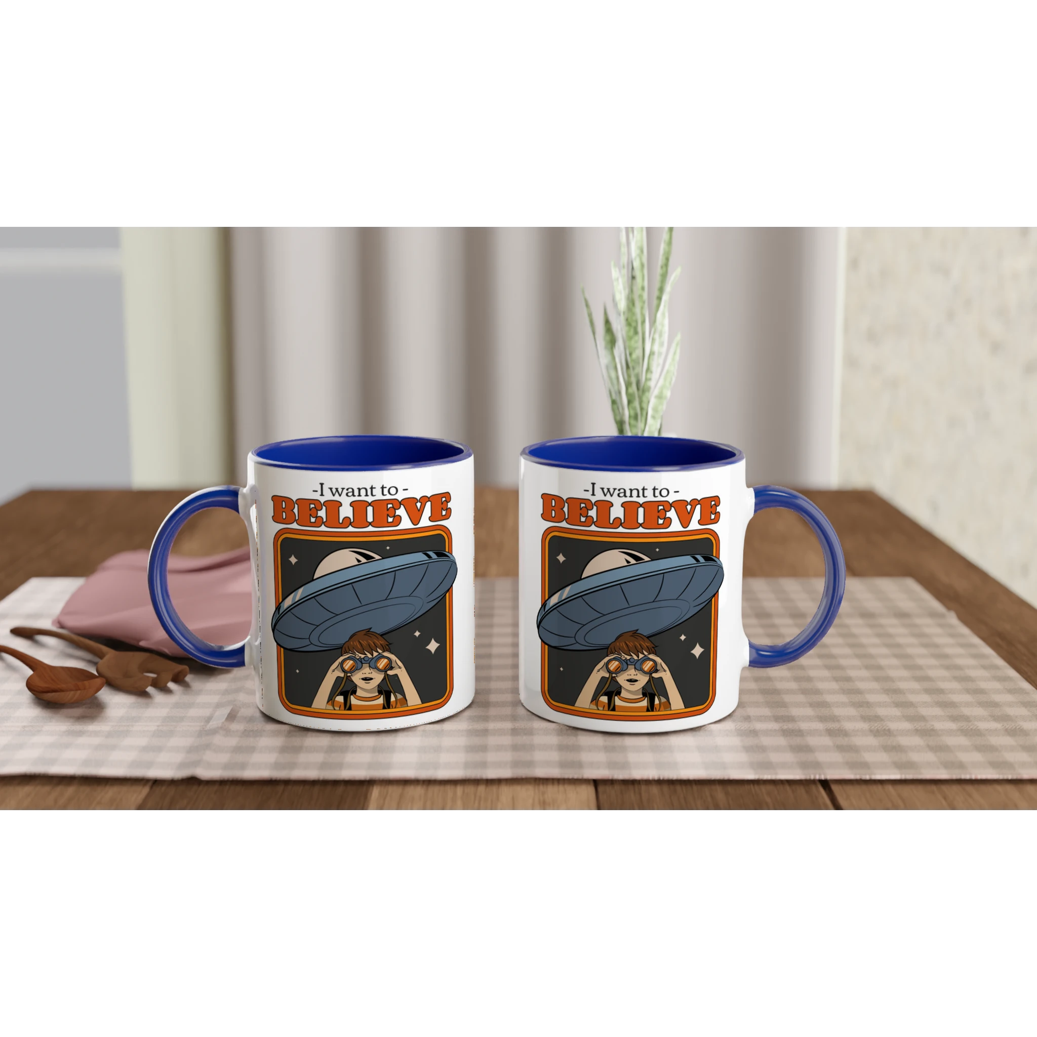 Personalise - I Want To Believe - White 11oz Ceramic Mug Personalised Mug customise Globally Fulfilled personalise Sci Fi