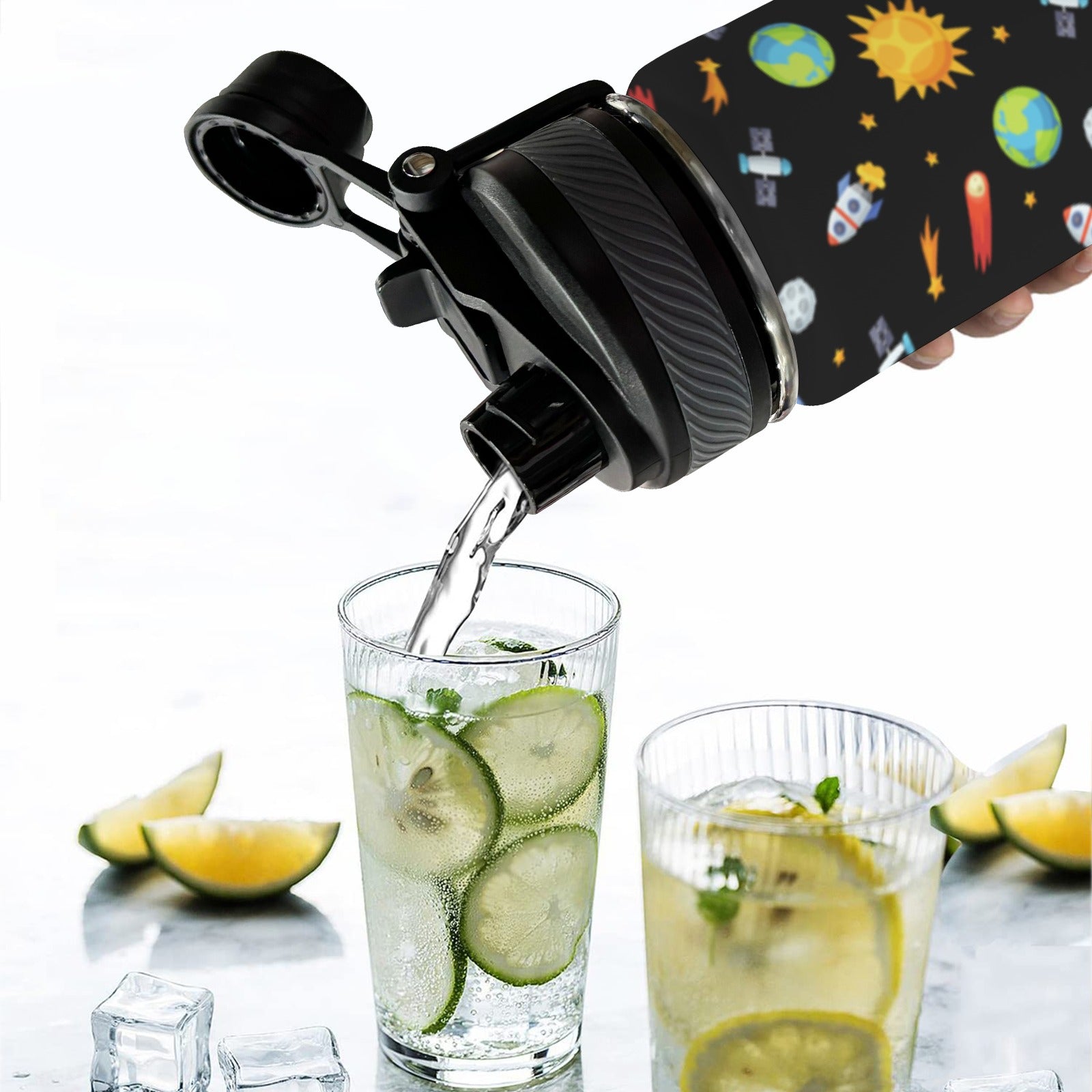 Busy Space - Insulated Water Bottle with Dual-Use Lid (18oz) Insulated Water Bottle with Dual-Use Lid (18oz) Printed Offshore Space