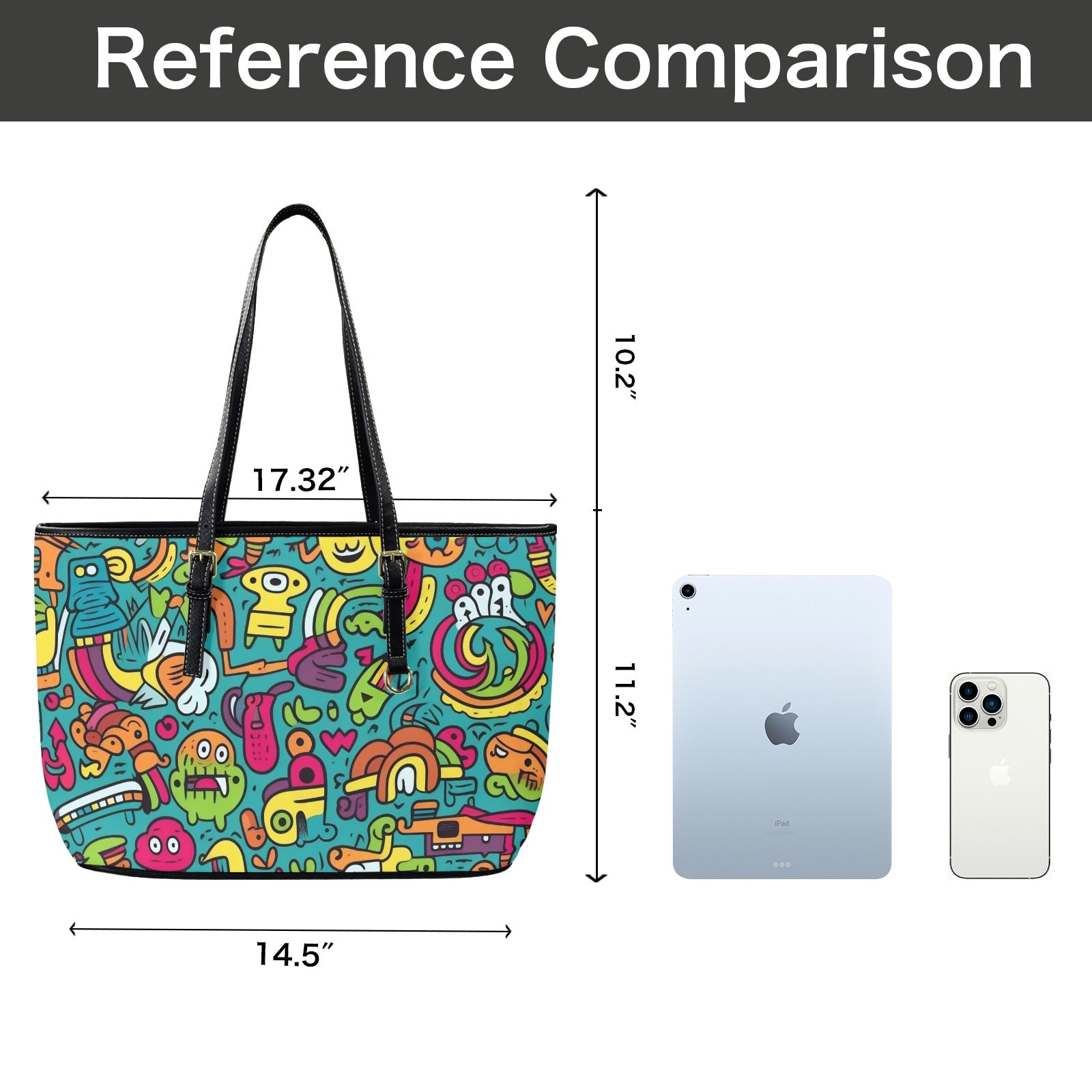 Crazy Characters - Leather Tote Bag-Large