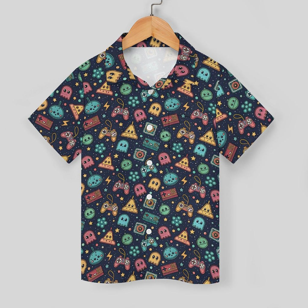 Video Arcade Kids Youth Short Sleeve Button Up Shirt