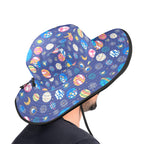 Planets On Blue Wide Brim Bucket Hat Wide Brim Bucket Hat Printed Offshore Space