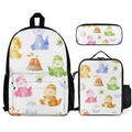 Cute Dinosaurs Three Piece Backpack Set white One size Three Piece Backpack Set Printed Offshore