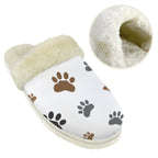 Paw Prints Men's Fur Trim Thick-Sole Indoor Slippers Men's Fur Trimmed Slippers animal Printed Offshore