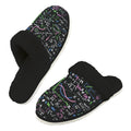 Equations In Green And Pink Men's Fur Trim Thick-Sole Indoor Slippers 2XL Men's Fur Trimmed Slippers Maths Printed Offshore