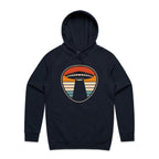UFO, Retro Stripes - Mens Hoodie Navy Mens Hoodie Printed In Australia Sci Fi