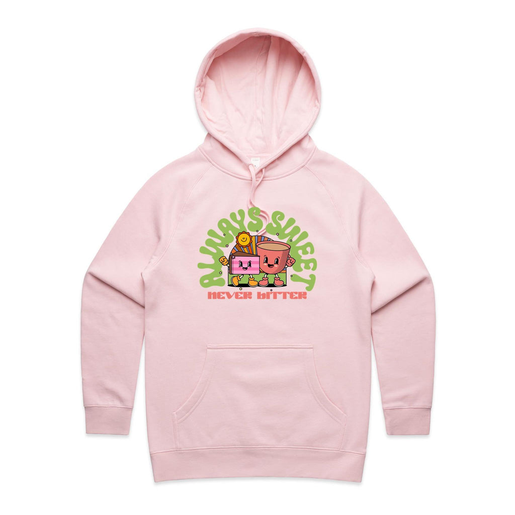 Always Sweet Never Bitter - Womens Hoodie Pink Womens Hoodie Coffee Food Printed In Australia