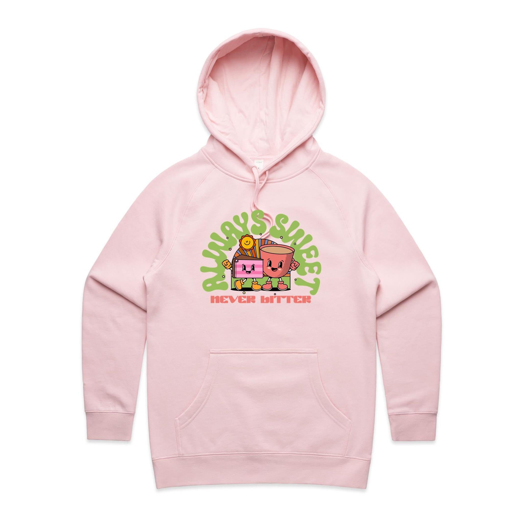 Always Sweet Never Bitter - Womens Hoodie Pink Womens Hoodie Coffee Food Printed In Australia
