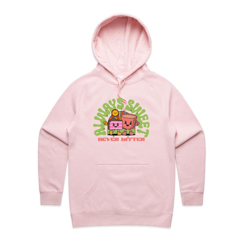 Always Sweet Never Bitter - Womens Hoodie Pink Womens Hoodie Coffee Food Printed In Australia