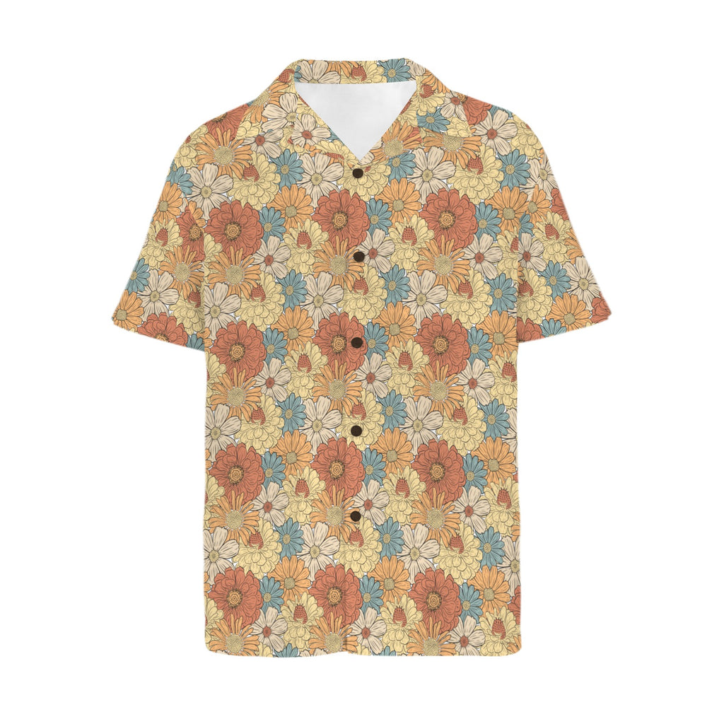 Vintage Retro Floral Men's Short Sleeve Hawaiian Shirt Men's Hawaiian Shirt (New) Plants Printed Offshore Retro
