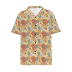 Vintage Retro Floral Men's Short Sleeve Hawaiian Shirt Men's Hawaiian Shirt (New) Plants Printed Offshore Retro