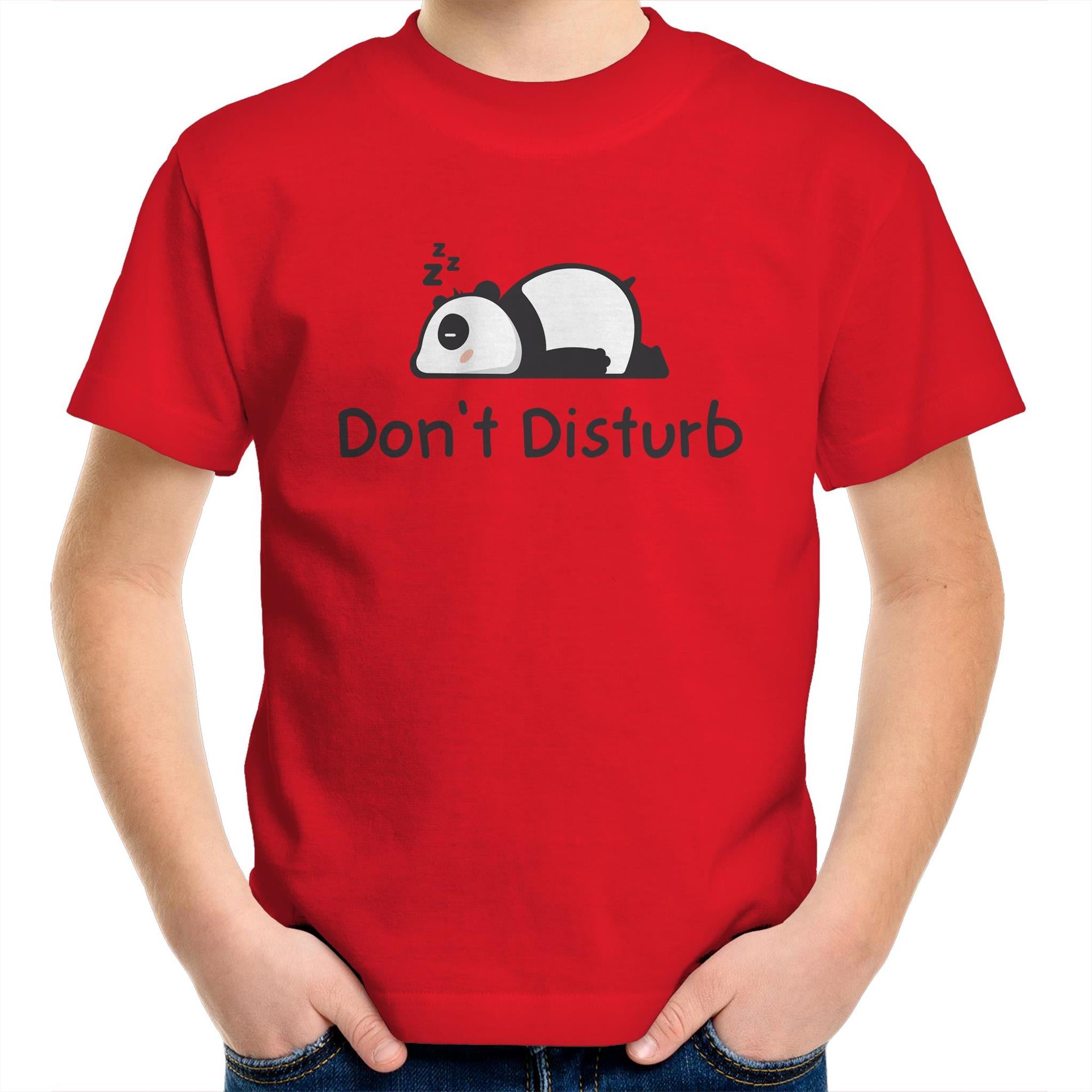 Panda, Don't Disturb - Kids Youth T-Shirt Red Kids Youth T-shirt animal Printed In Australia