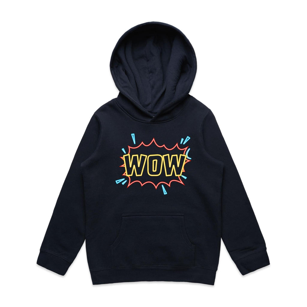 Wow - Kids Hoodie Navy Kids Hoodie Printed In Australia