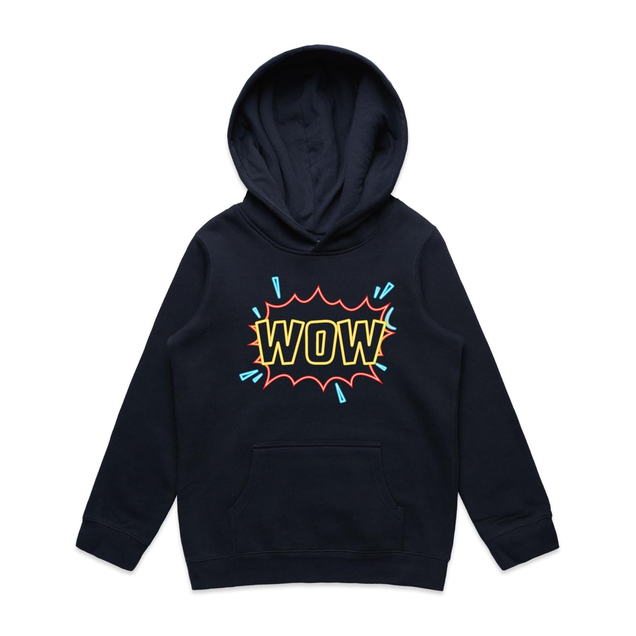 Wow - Kids Hoodie Navy Kids Hoodie Printed In Australia