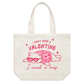I Don't Need A Valentine, I Need A Nap, Cat Shoulder Canvas Tote Bag Default Title Large Tote Bag animal Love Printed In Australia