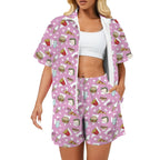 Fast Food Women's Windbreaker Short Set 2XL Women's Windbreaker Short Set Food Printed Offshore
