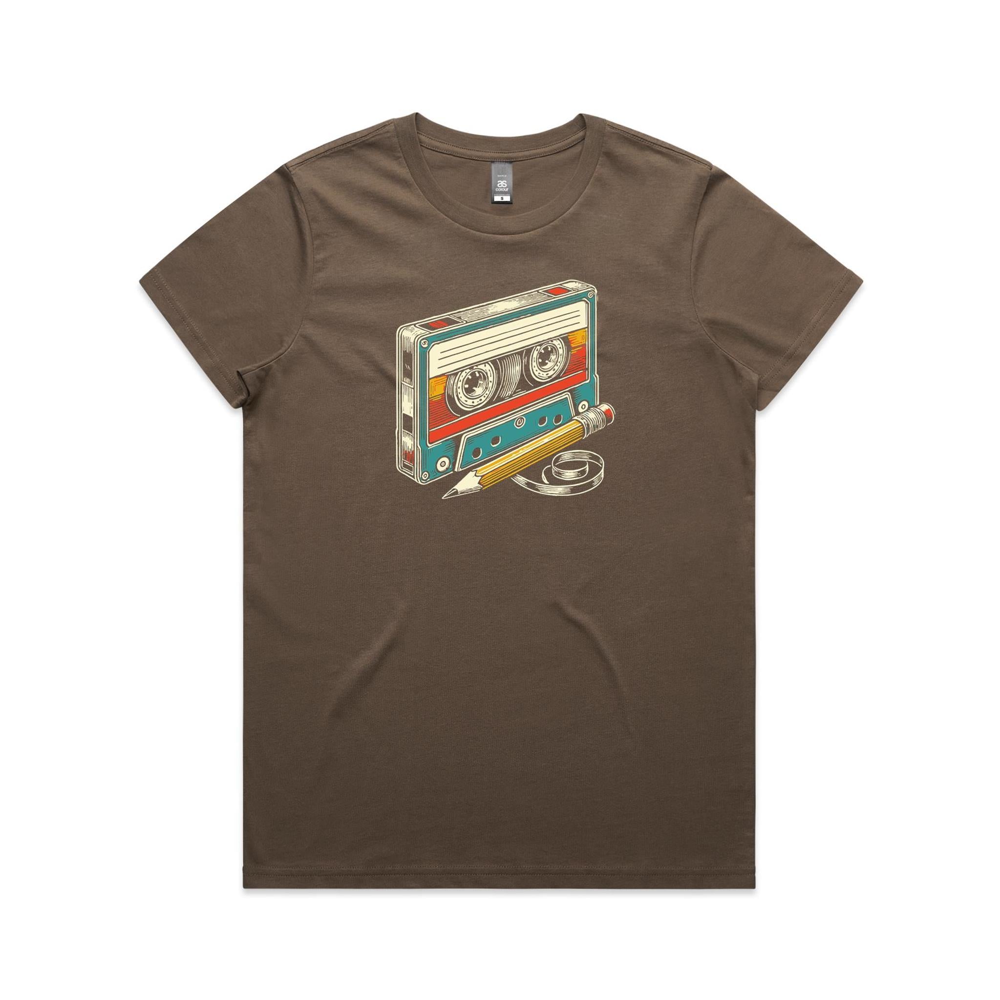 Cassette Tape And Pencil - Womens T-shirt