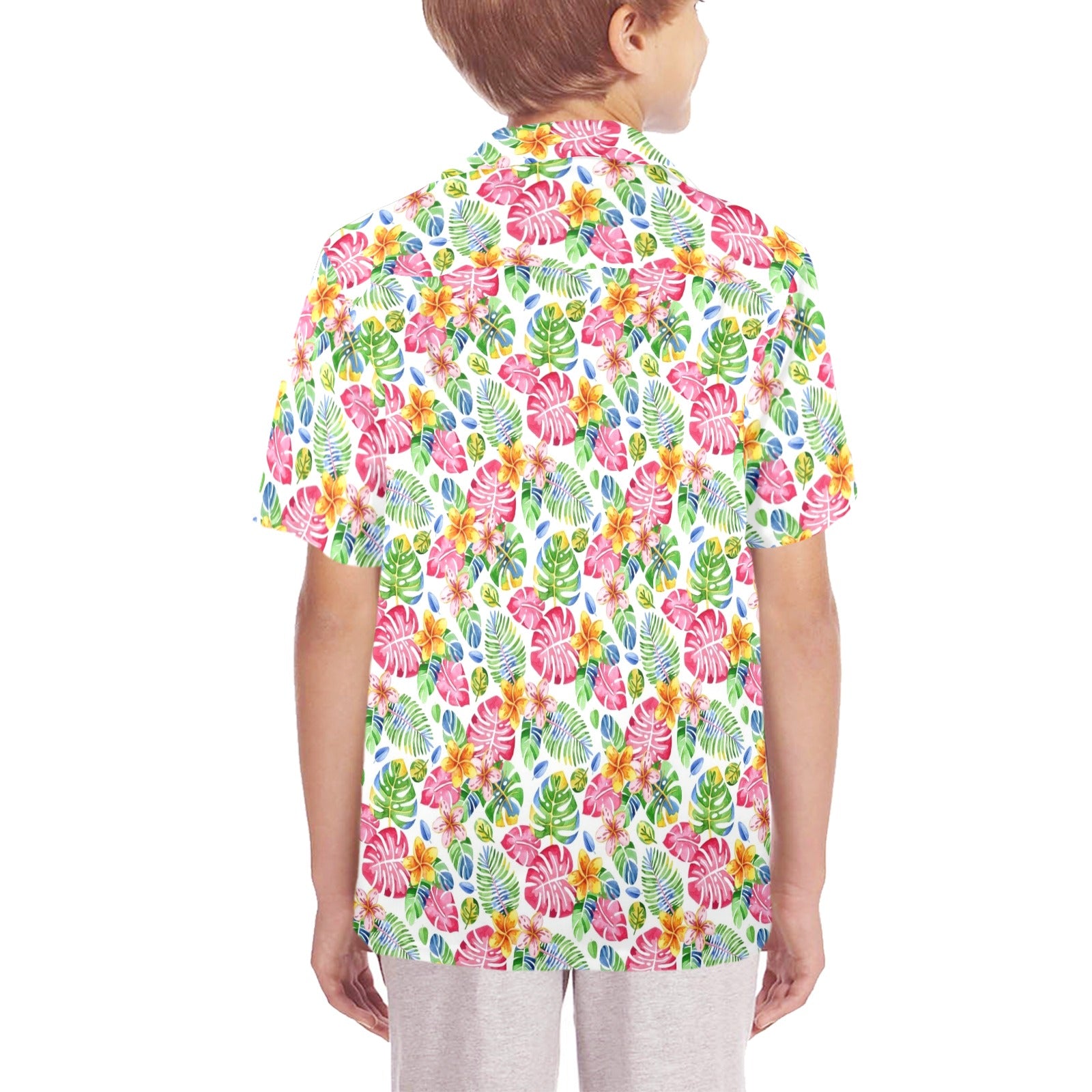 Bright Painted Tropical Senior Kids Hawaiian Shirt
