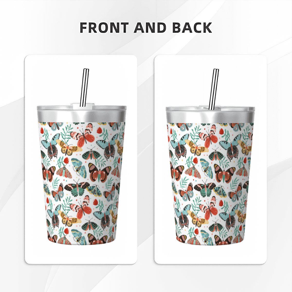 Pretty Moths And Butterflies Small Stainless Steel Travel Mug Cup 12oz/350ml