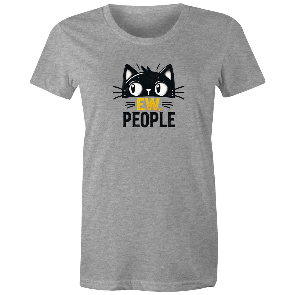 Ew People, Cat - Womens T-shirt Grey Marle Womens T-shirt animal Printed In Australia