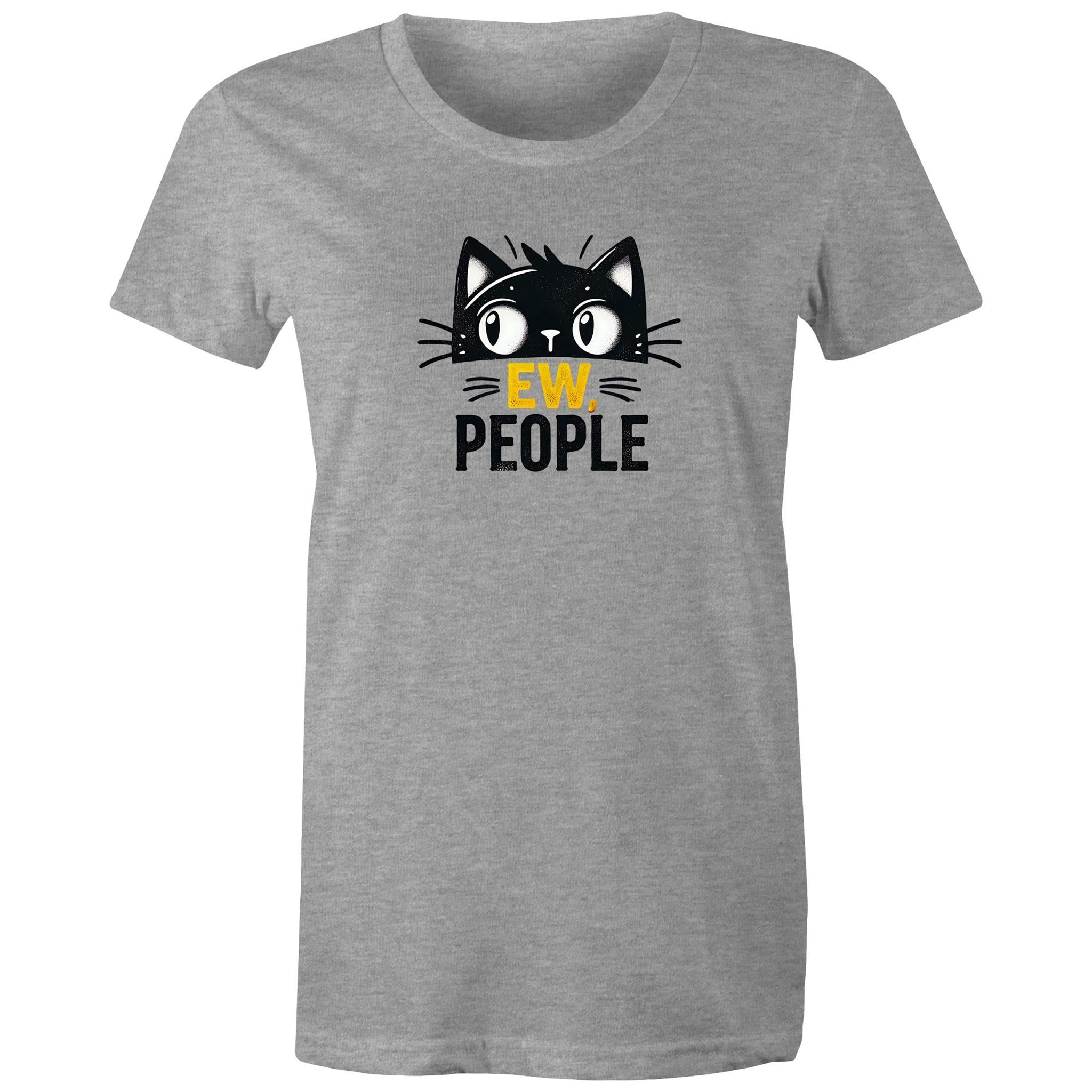 Ew People, Cat - Womens T-shirt Grey Marle Womens T-shirt animal Printed In Australia