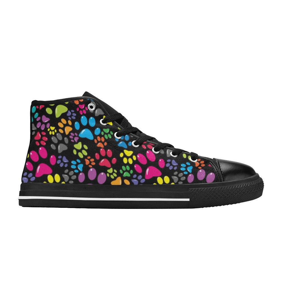Dog Paws - Kids High Top Canvas Shoes