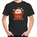 Chicken Pot Pi - Kids Youth T-Shirt Black Kids Youth T-shirt animal Maths Printed In Australia