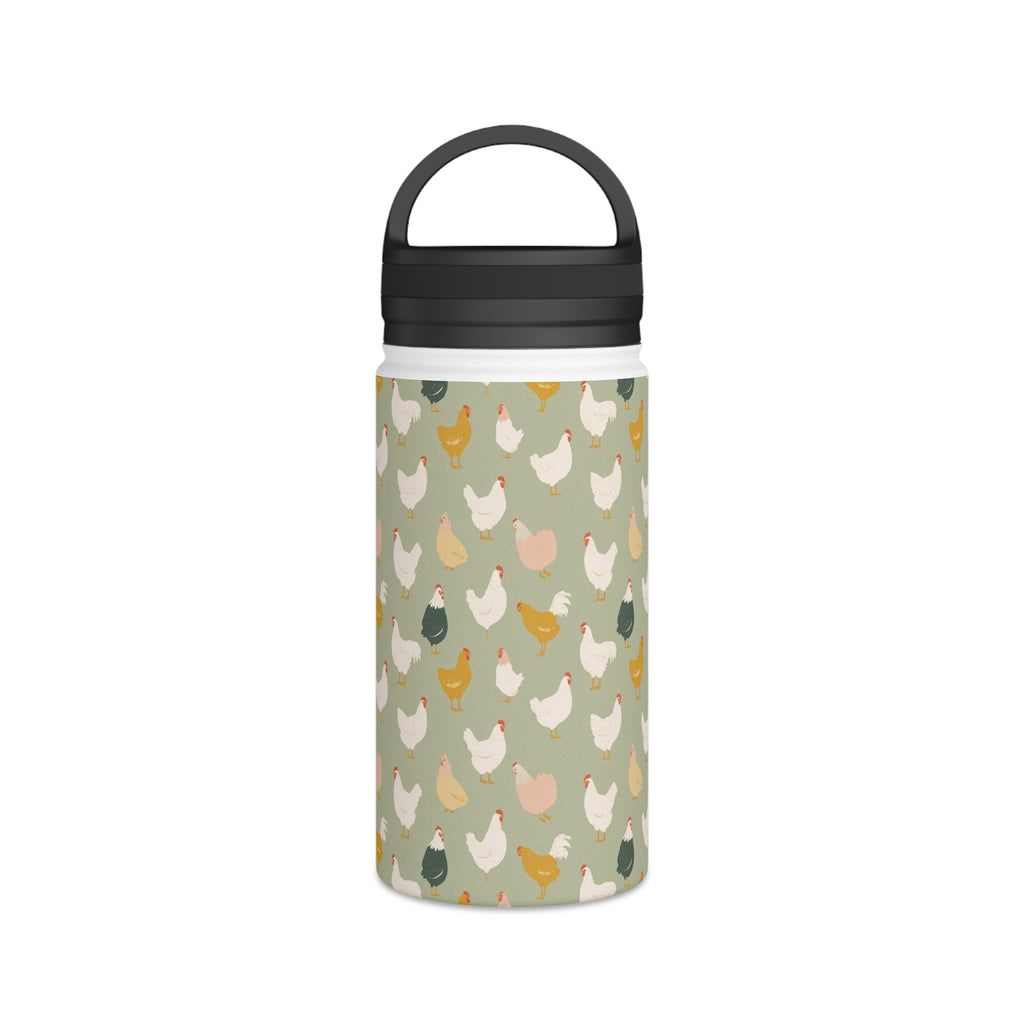 Chicken Life Stainless Steel Water Bottle, Handle Lid Stainless Steel Water Bottle With Handle Lid animal Globally Fulfilled