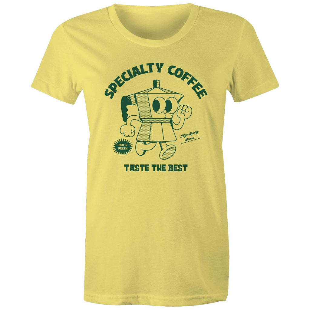 Specialty Coffee - Womens T-shirt Yellow Womens T-shirt Coffee Printed In Australia