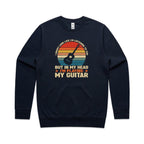 In My Head I'm Playing My Guitar - AS Colour Stencil Crew Sweatshirt Navy Sweatshirt Music Printed In Australia