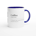 Personalised - Coffee Definition - White 11oz Ceramic Mug with Colour Inside Ceramic Blue Personalised 11oz Mug Coffee customise Globally Fulfilled personalise