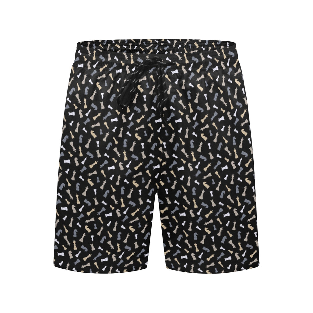 Chess Pattern Men's Mid-Length Beach Shorts Men's Mid-Length Beach Shorts Chess Games Printed Offshore