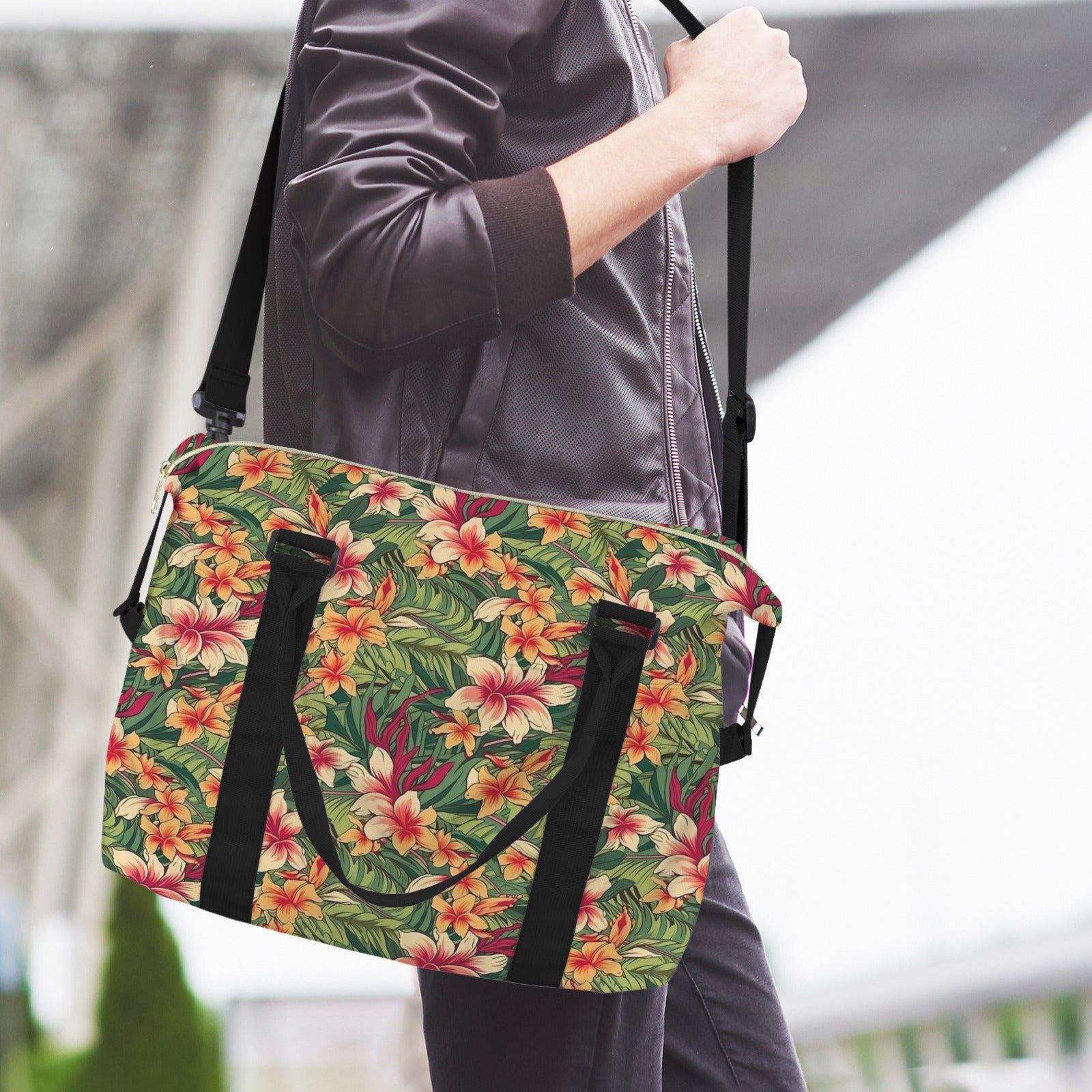 Vintage Hawaiian Floral Duffle Bag-Simple (Model 1715) Duffle Bag-Simple (1715)