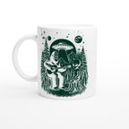 Alien And Bigfoot Play Guitar - White 11oz Ceramic Mug Default Title White 11oz Mug Globally Fulfilled Music Sci Fi