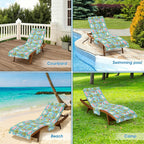 Summer Surf Beach Chair Towel Cover with Side Pockets