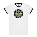 Coffee Is Universal, Alien - Staple Ringer Tee White Black Ringer T-Shirt Coffee Printed In Australia Sci Fi