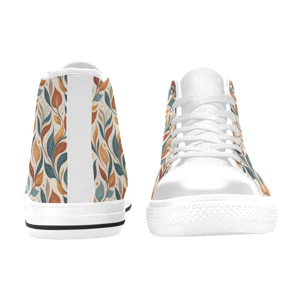 Whimsical Leaf Swirl Men's High Top Canvas Shoes Men's Classic High Top Canvas Shoes Printed Offshore