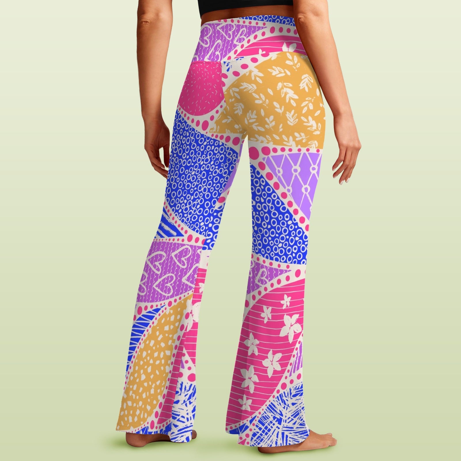 Pink Swirl High Waist Crossover Tummy Control Flare Leggings High Waist Flare Leggings Printed Offshore