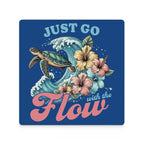 Just Go With The Flow, Turtle - Ceramic Coasters (Square) Ceramic Coasters animal Printed Offshore