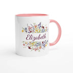 Personalise - Flower Frame Name - 11oz Ceramic Mug Personalised 11oz Mug customise Globally Fulfilled Name personalise Plants
