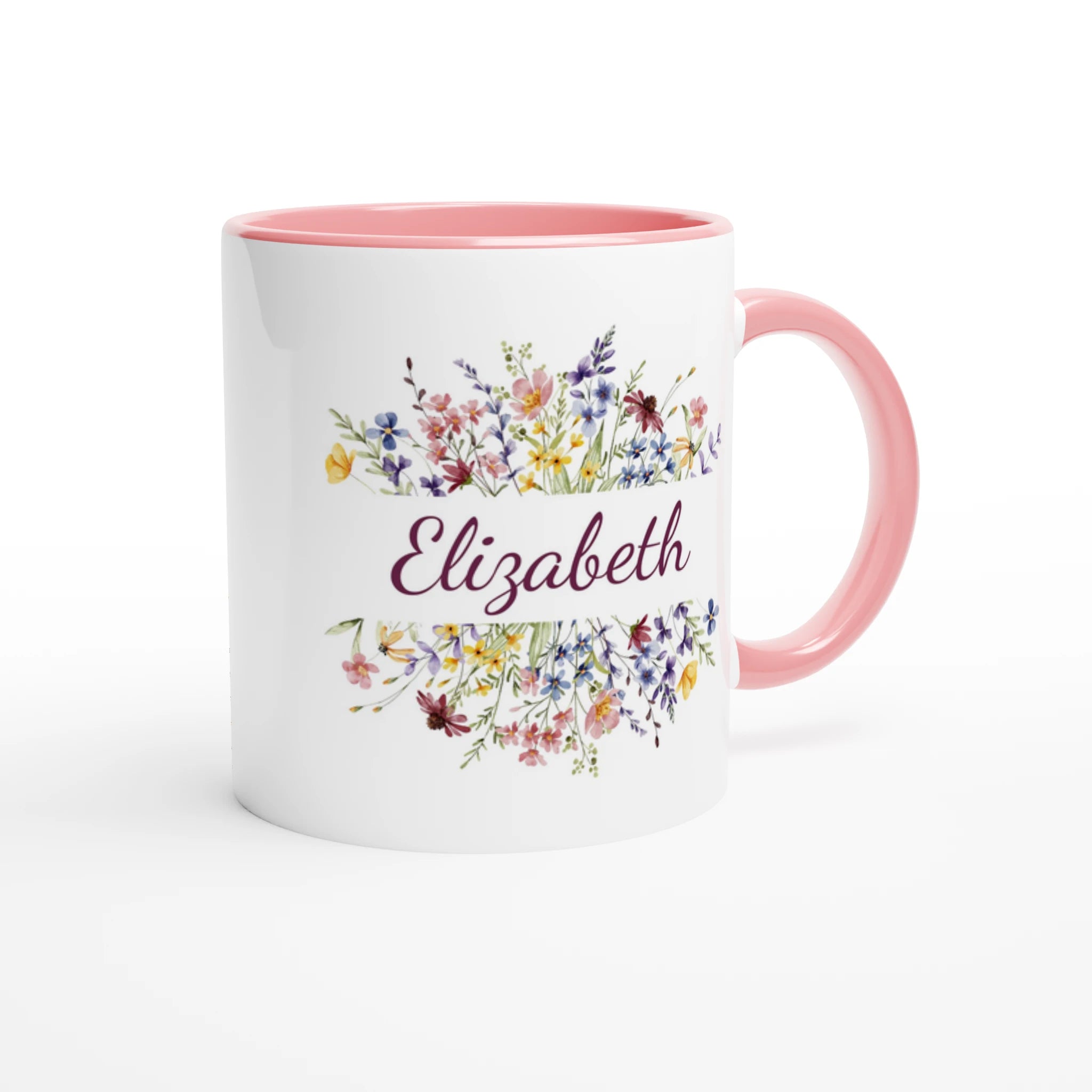 Personalise - Flower Frame Name - 11oz Ceramic Mug Personalised 11oz Mug customise Globally Fulfilled Name personalise Plants