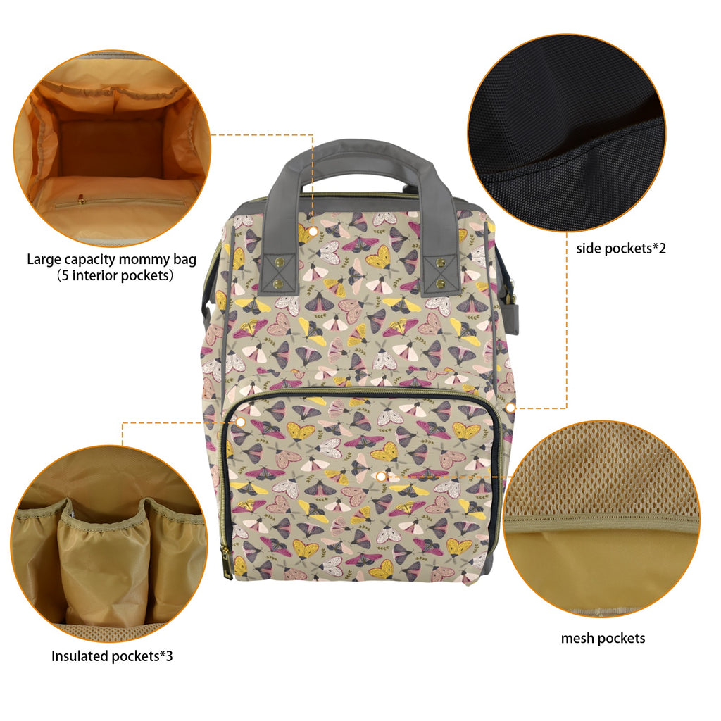 Pretty Moths Multi-Function Backpack, Nappy / Diaper Bag Multi-function Backpack, Nappy / Diaper Bag animal Printed Offshore