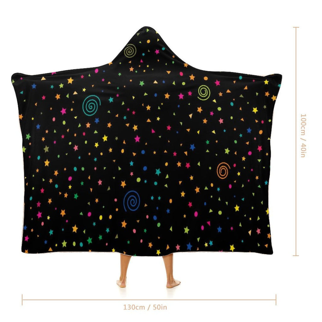 Stars And Swirls Kids Hooded Blanket 100cm x 130cm Kids Hooded Blanket Printed Offshore