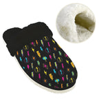 Fun Lightning Men's Fur Trim Thick-Sole Indoor Slippers Men's Fur Trimmed Slippers comic Printed Offshore