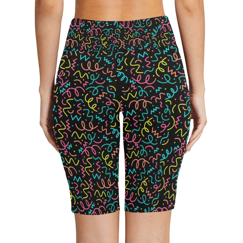 Squiggle Time Women's Bike Shorts With Side Pockets Women's Bike Shorts Printed Offshore