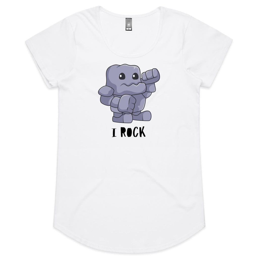 I Rock - Womens Scoop Neck T-Shirt White Womens Scoop Neck T-shirt Music Printed In Australia